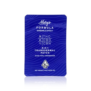 MARY'S MEDICINAL - MARY'S MEDICINAL - Topical - Transdermal Patch THC/CBD/ CBN - 3:2:1 