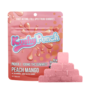 Kushy Punch - 100mg THC Indica Peach Mango Individual Gummies (10mg - 10 pack) - Kushy Punch