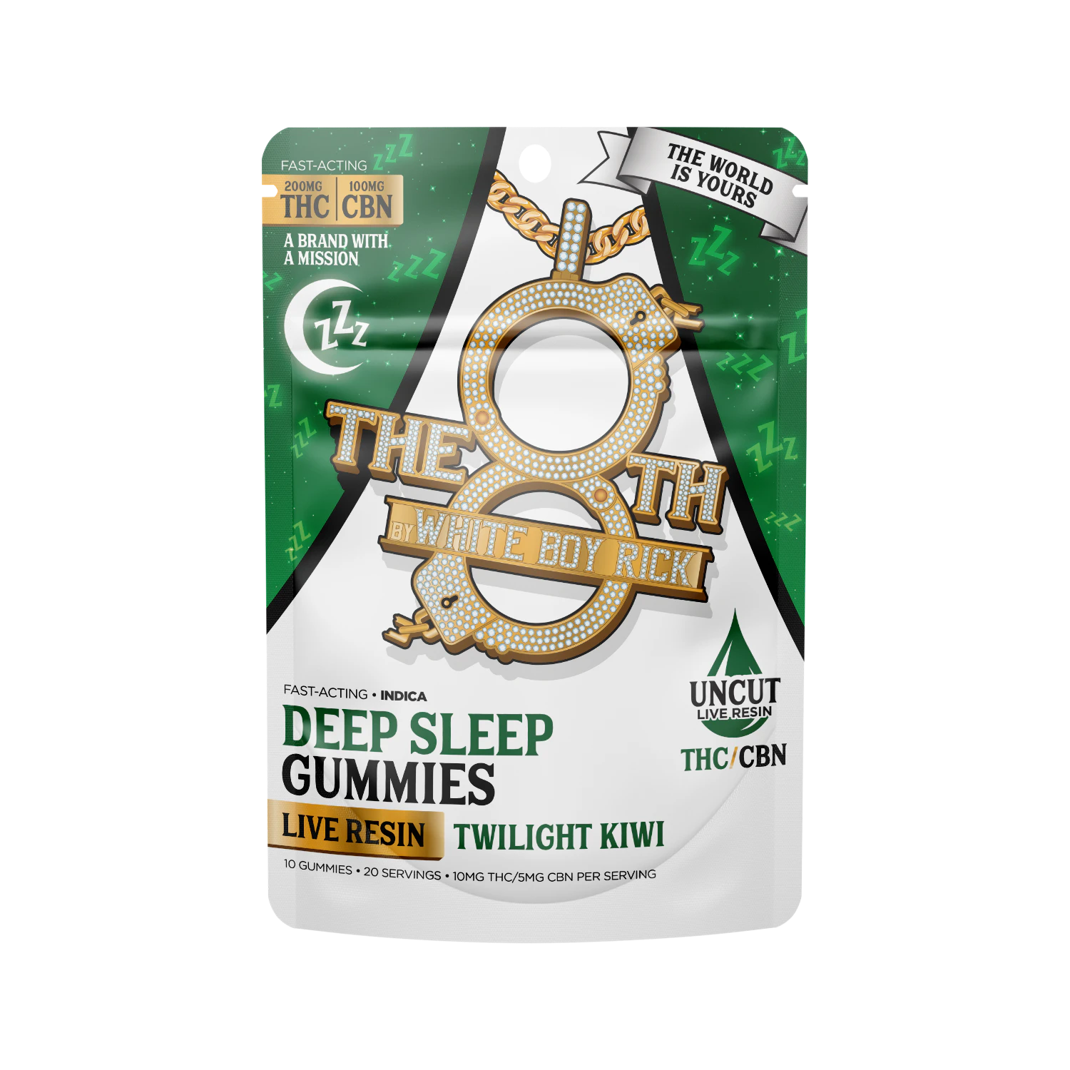 The 8th by White Boy Rick - The 8th - Deep Sleep Gummies 200mg THC:100mg CBN Twilight Kiwi Main Image