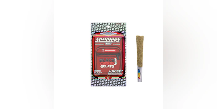 Sluggers - Black Cherry Gelato (H) 44.3% THC| Sluggers X Backpack Boys | Diamond + Hash Infused Prerolls .7g/3.5g (5 pack) Main Image