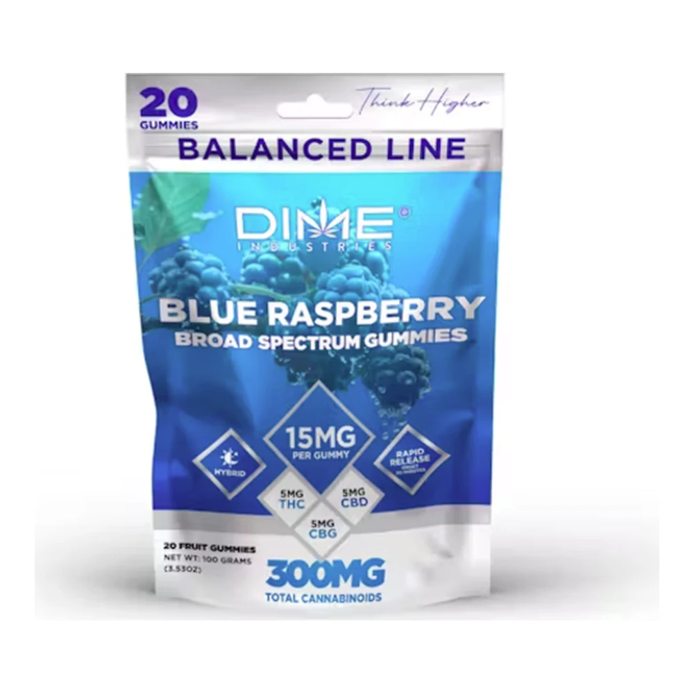 Dime Industries - Dime Industries | Blue Raspberry 1:1:1 | Balanced Line | CBG:CBD:THC | Fruit Gummies | 10pk | 100mg Main Image