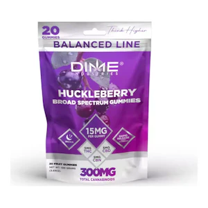 Dime Industries | Huckleberry 1:1:1 | Balanced Line | CBN:CBD:THC | Fruit Gummies 20pk | 100mg