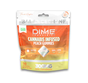 Dime Industries | Peach 1:2 | Balanced Line | THC:CBD | Fruit Gummies 10pk | 100mg
