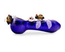 Glass - 5" Leaf And Bee Hand Pipe