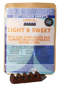 SOFT POWER SWEETS - Soft Power Sweets - Light & Sweet Loosie - 100mg THC:25mg CBG - Chocolate Bar