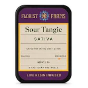 X| Florist Farms |  Sour Tangie | Live Resin Infused Prerolls | 5pk | .5g