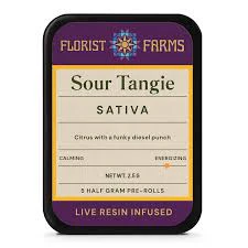 Florist Farms - X| Florist Farms |  Sour Tangie | Live Resin Infused Prerolls | 5pk | .5g Main Image
