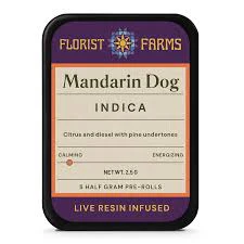 Florist Farms - X| Florist Farms | Mandarin Dog | Live Resin Infused Prerolls | 5pk | .5g Main Image