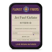 X| Florist Farms |  Jet Fuel Gelato | Live Resin Infused Preroll | 5pk | .5g