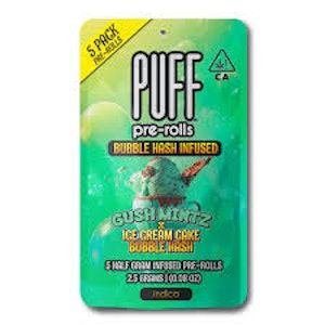 PUFF - [Puff] Hash Infused Preroll 5 Pack - 2.5g - Gush Mintz x Ice Cream Cake (I)