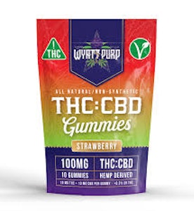 Wyatt Purp - Wyatt Purp THC + CBD 100mg - Gummies 10 Pack of Edibles - Strawberry