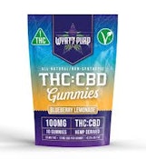 Wyatt Purp THC + CBD 100mg - Gummies 10 Pack of Edibles - Blueberry Lemonade
