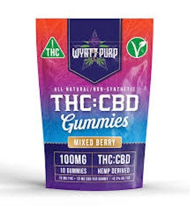 Wyatt Purp - Wyatt Purp THC + CBD 100mg - Gummies 10 Pack of Edibles - Mixed Berry