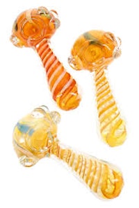 GLASSWARE - 4" COLORFUL SPIRAL STRIPED GLASS PIPE