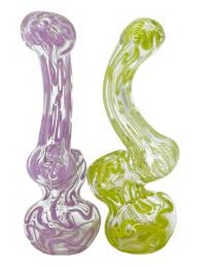Clix2Buy - Glass - 8" Clear & Slime Twisted Bubbler