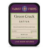 PRE-ROLLFLF-5PK-INF-GREENCRACK: FLORIST FARMS / LIVE RESIN INFUSED / GREEN CRACK / 1/2 GRAM JOINT / 5PK