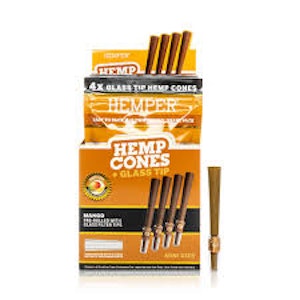 Hemper - Hemper - Hemp Cones W/ Glass Tips - 1 1/4 4Pk - Mango