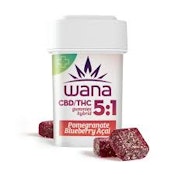 WANA | Gummies (20ct) | Organic Sour Pomegranate Blueberry Acai 5:1 CBD:THC | 100mg