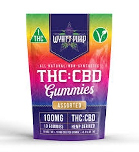 Wyatt Purp - Wyatt Purp THC + CBD 100mg - Gummies 10 Pack of Edibles - Watermelon