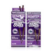Hemper - Hemp Cones W/ Glass Tips - 2pk King Size - Grape