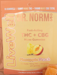 DR. NORM'S - [Dr. Norm's] CBG Gummies - 1:1 - Pineapple Peach (H)