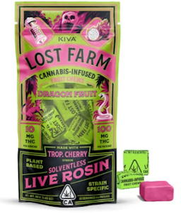 KIVA - Lost Farm Live Rosin Chews 100mg Dragonfruit Trop Cherry