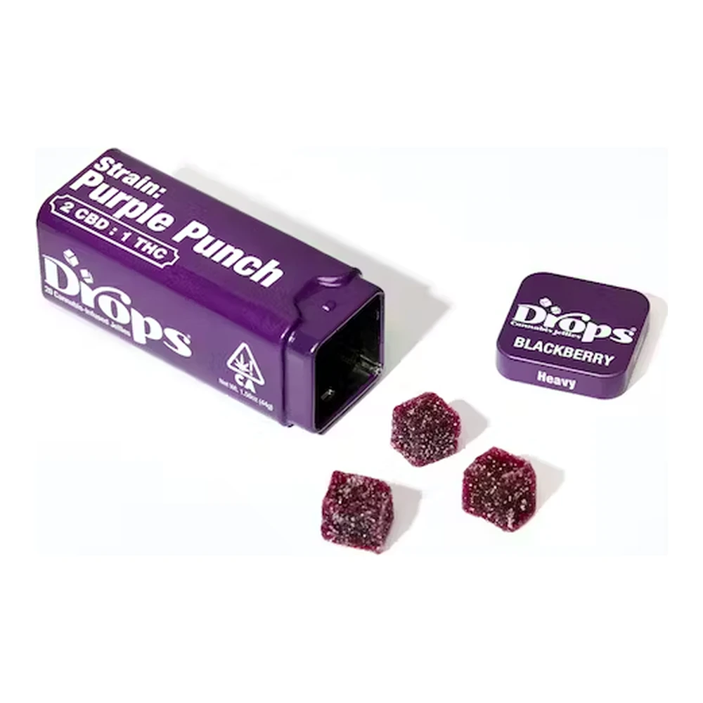 Drops - Drops | Blackberry | 2:1 CBD:THC | Strain-Specific Live Rosin Infused Jellies | 20pc | 100mg Main Image