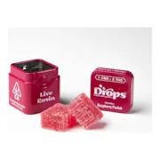 Drops | Raspberry | 1:2 CBD:THC | Strain-Specific Live Rosin Infused Jellies | 2pc | 100mg