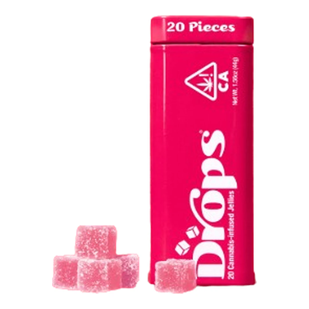 Drops - Drops | Raspberry | 1:2 CBD:THC | Strain-Specific Live Rosin Infused Jellies | 20pc | 100mg Main Image