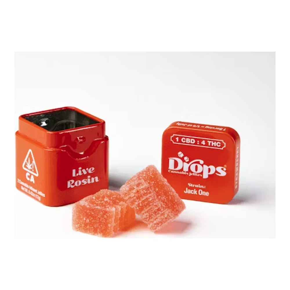 Drops - Drops | Strawberry 1:4 | Strain-Specific Live Rosin Infused Jellies | 2pc | 100mg Main Image