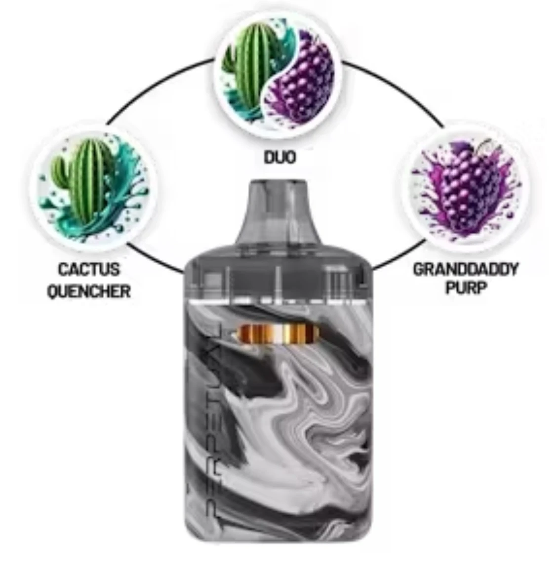 Perpetual - Duo Vape: Cactus Quencher X Grandaddy Purp Disposable - 2g - GCC Main Image
