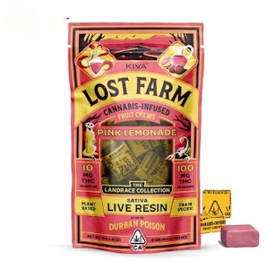 LOST FARM - Lost Farm - Pink Lemonade (Durban Poison) Live Resin Chews 100mg