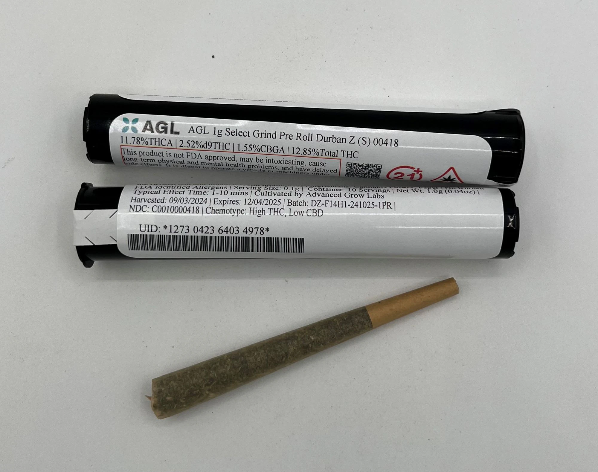AGL - AGL 1g Select Grind Pre Roll Durban Z (S) 00418 Main Image