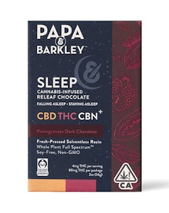 PAPA & BARKLEY - Rosin Infused Pomegranate Dark Chocolate Bar - Sleep - 100mg - Papa & Barkley