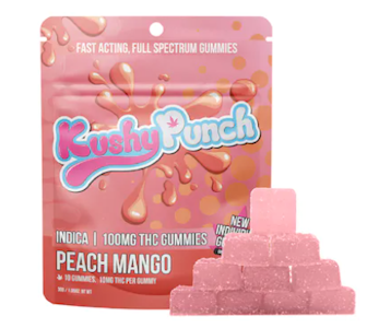 Kushy Punch - KUSHY PUNCH: Peach Mango Flavor - Indica 100mg Full Spectrum Edible Gummy