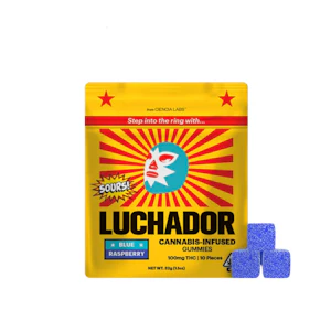 LUCHADOR - 100mg THC Sour Blue Raspberry Gummies (10mg - 10 Pack) - Luchador