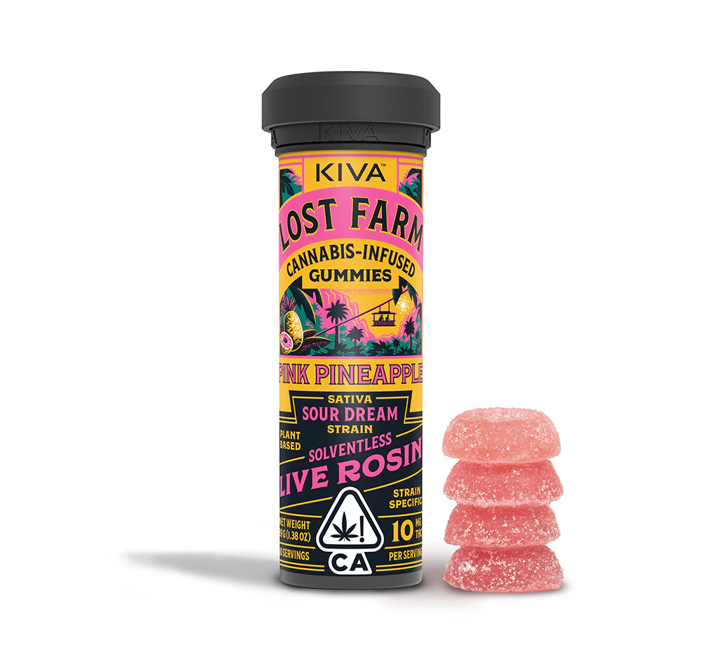 Kiva Confections - LOST FARM - PINK PINEAPPLE - ROSIN GUMMIES 100MG - KIVA CONFECTIONS Main Image