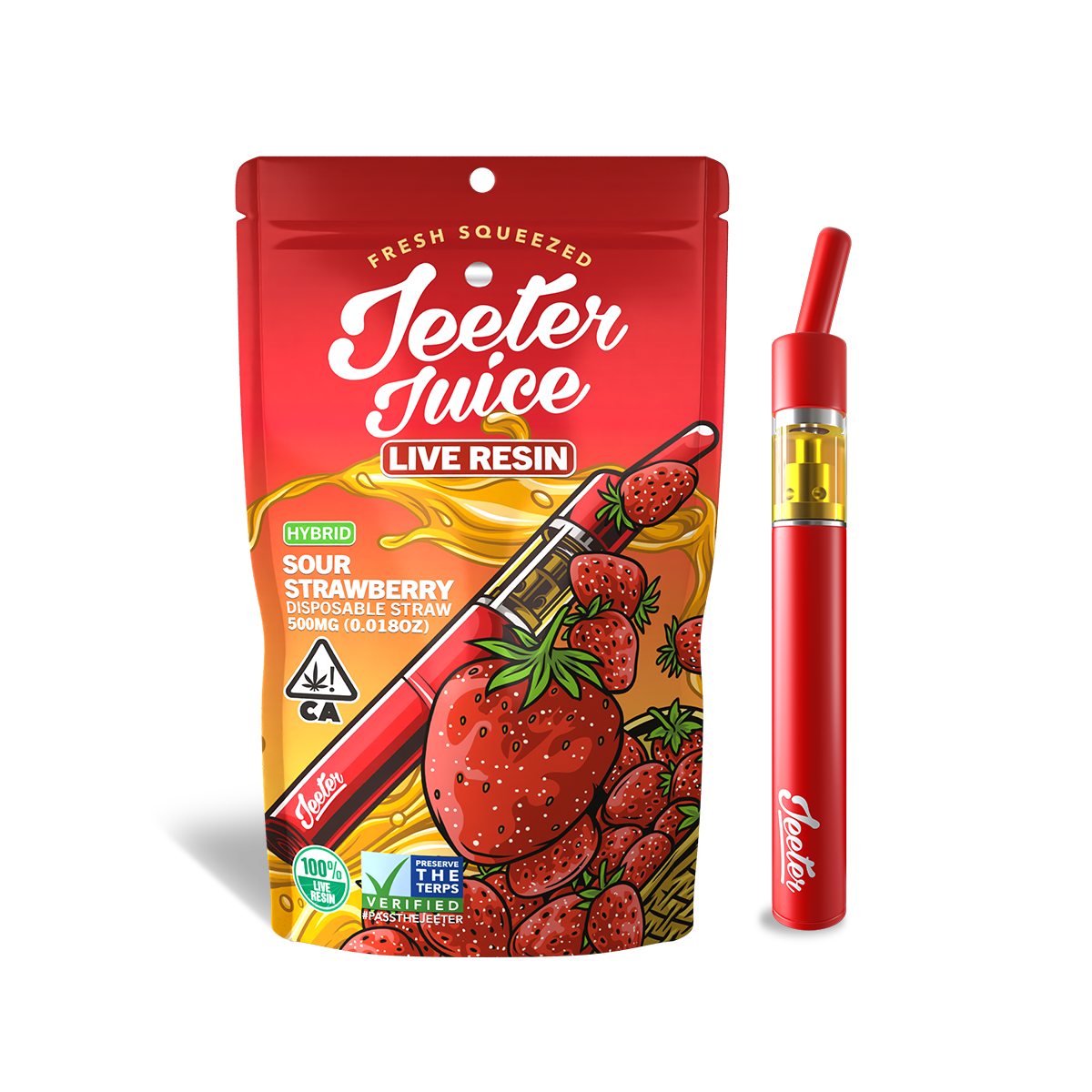 Jeeter Sour Strawberry Live Resin Disposable Straw .5g Paramount
