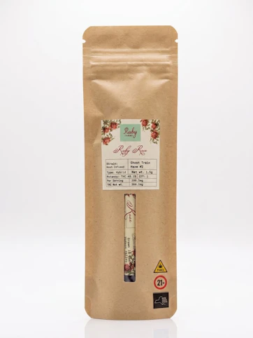 Ruby Farms - Ghost Train Haze #2- Hybrid- 48.1% THC | 1.5 Hash Infused Rose Petal (Pre-Roll) | Ruby Farms-  AD7  BACK