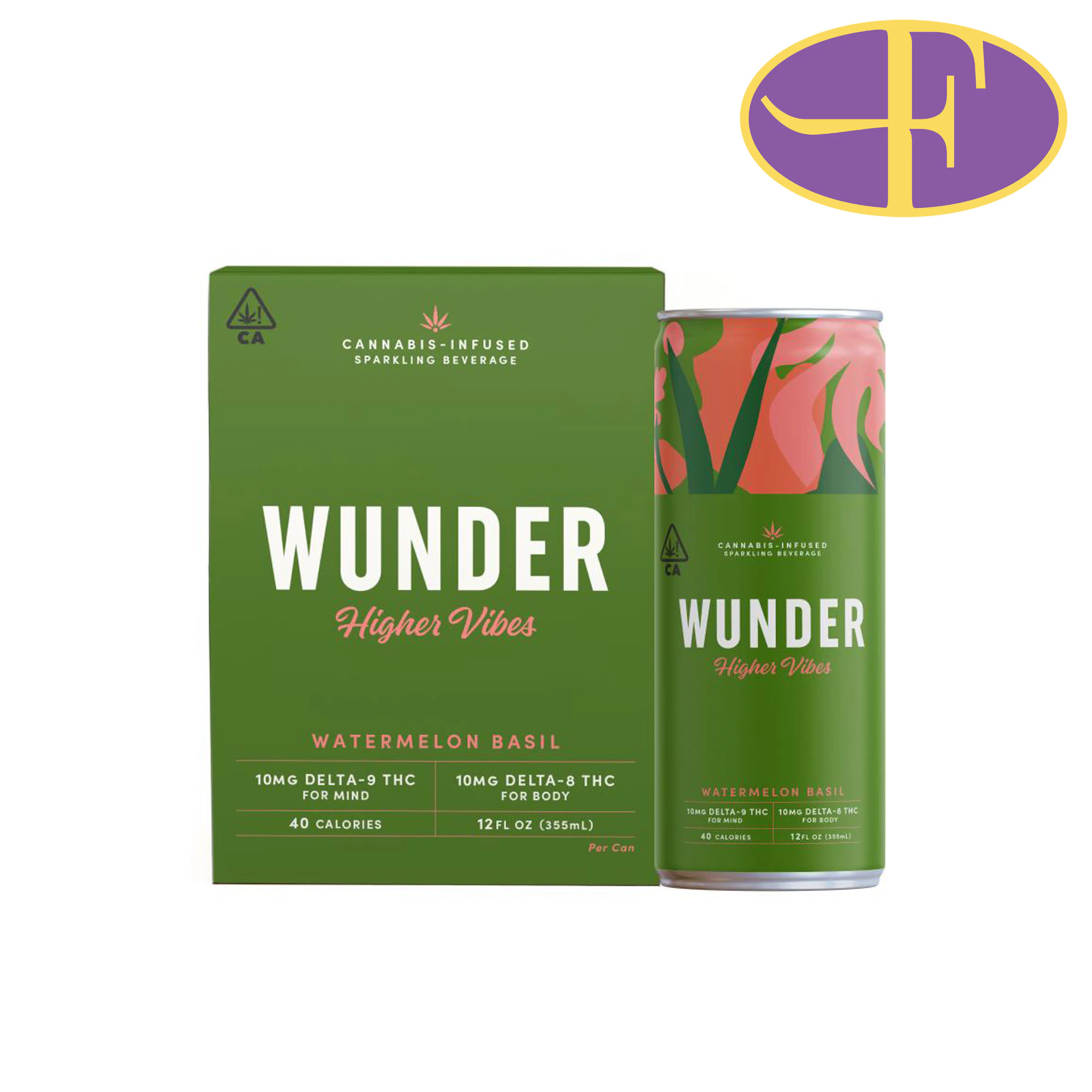 WUNDER - Watermelon Basil Higher Vibers Seltzers (4pk) Main Image
