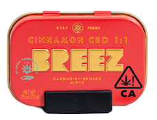 Breez Cinnamon Mints 100mg THC + 100mg CBD