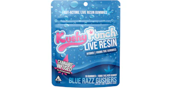 Kushy Punch Live Resin 10pk Gummies Blue Razz Gushers
