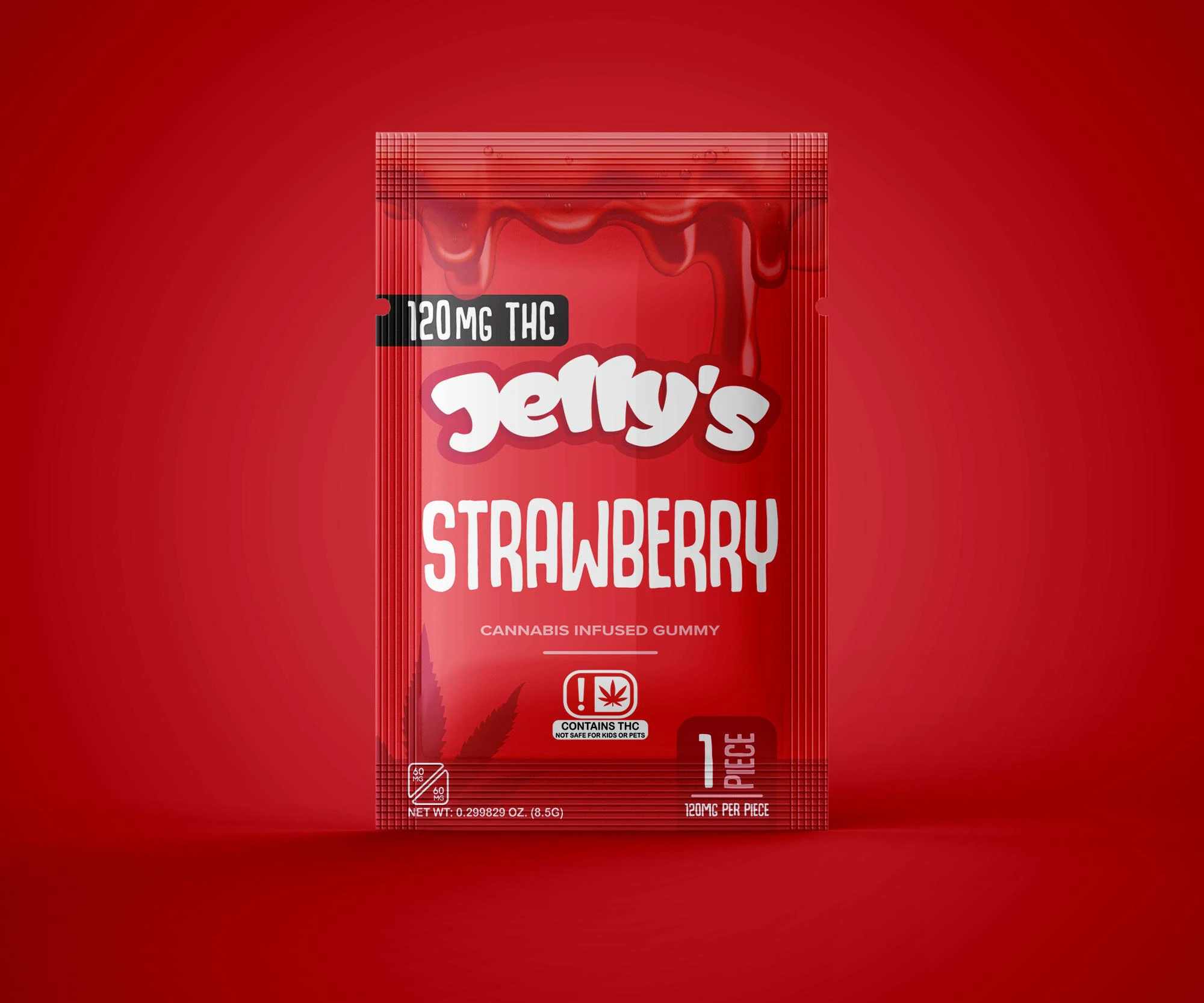 Jelly's Edibles - Strawberry (120mg) Single Gummy Main Image