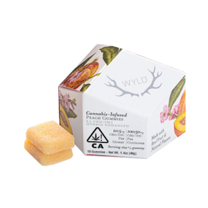 WYLD Gummies - 150mg 2:1 CBD:THC Peach Gummies (10mg CBD, 5mg THC - 10 pack) - WYLD