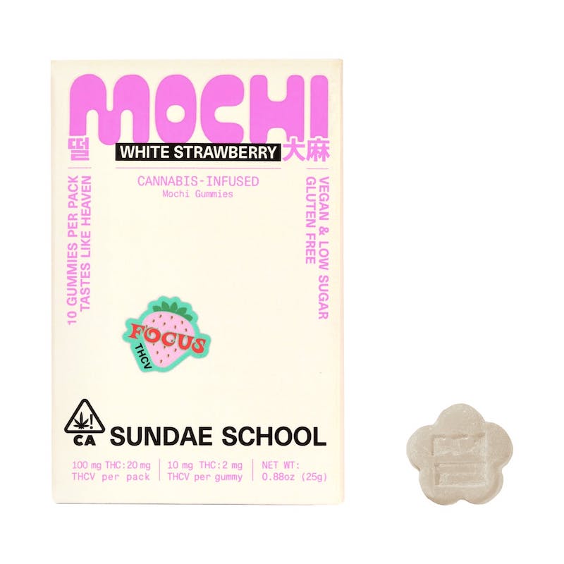 White Strawberry Mochi Gummies - 100mg (THCV) - Sundae Sc