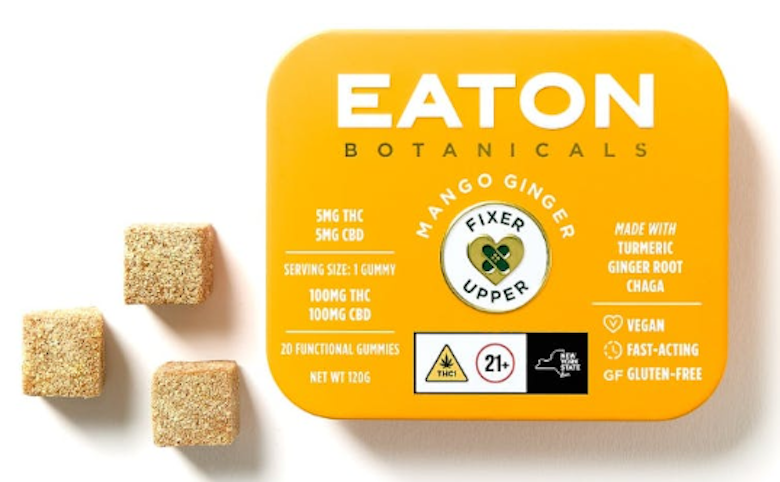 EATON BOTANICALS - Mango Ginger -Hybrid- Fixer Upper 1:1 Gummies, 20pk 100mg | Eaton Botanicals         -vvv4 front