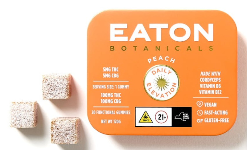 EATON BOTANICALS - Peach -Sativa- Daily Elevation 1:1 Gummies, 20pk 100mg | Eaton Botanicals         -yyy11 front
