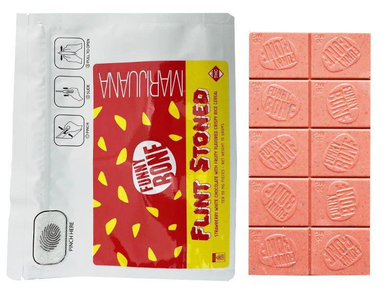 Funny Bone - FUNNY BONE - FLINT STONED WHITE CHOCOLATE BAR 300MG Main Image
