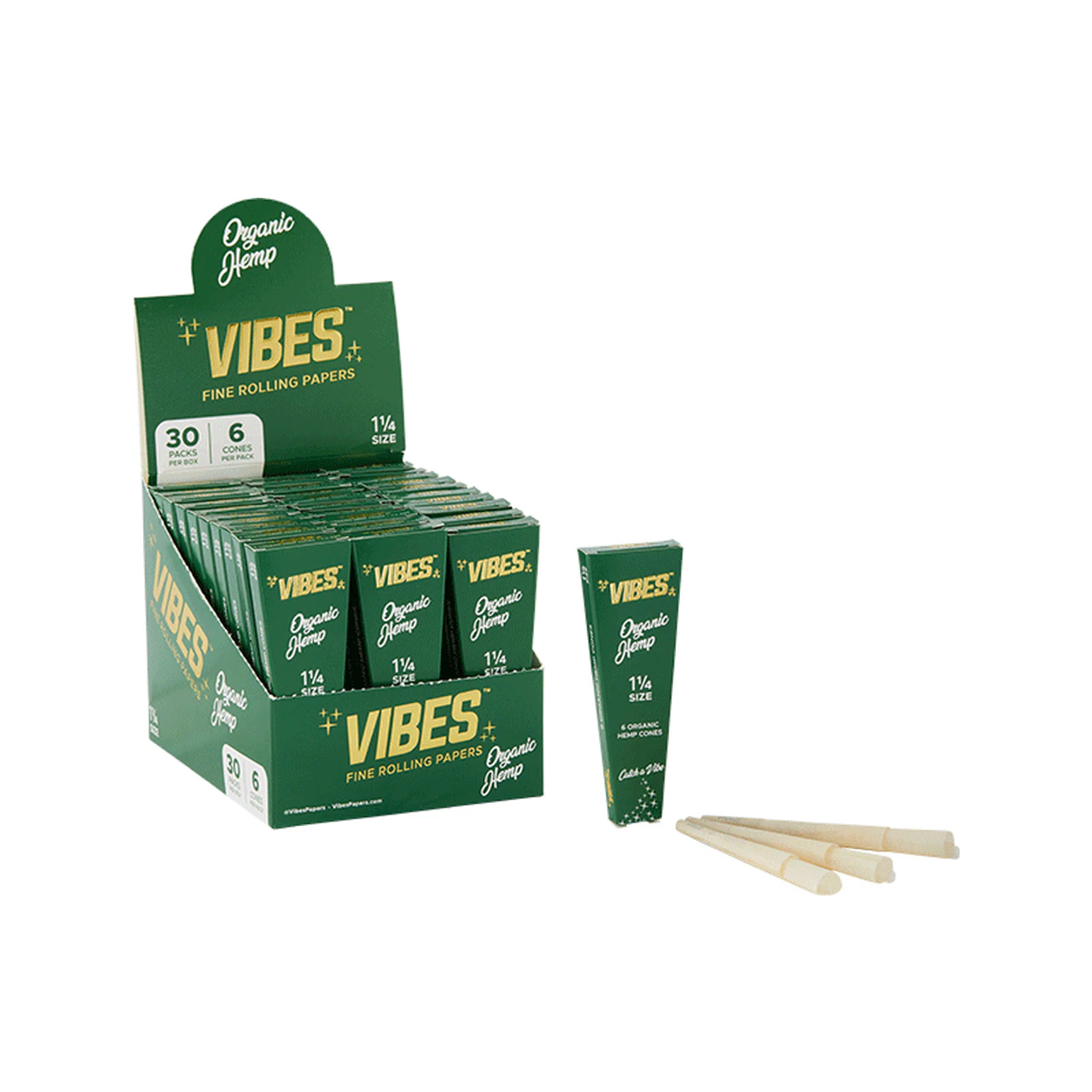 Vibes - (VH003) Vibes | Organic Hemp Cones | 6 pack 1 1/4 Cones Main Image