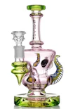 Horned Heirloom Oil Rig, 8 Inch, Transparent Pink, ES24758 | EG Glass